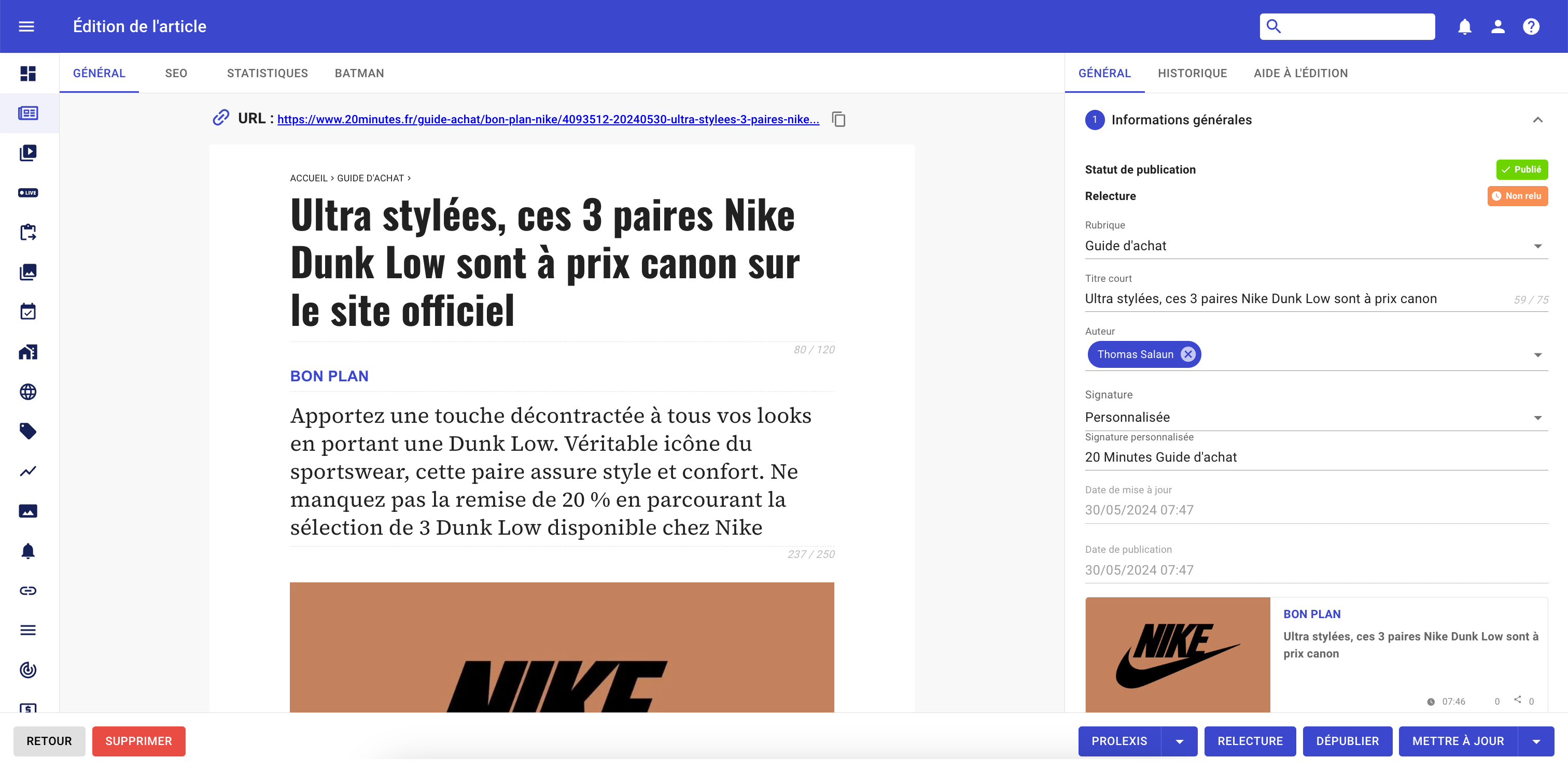 Storm article editing interface