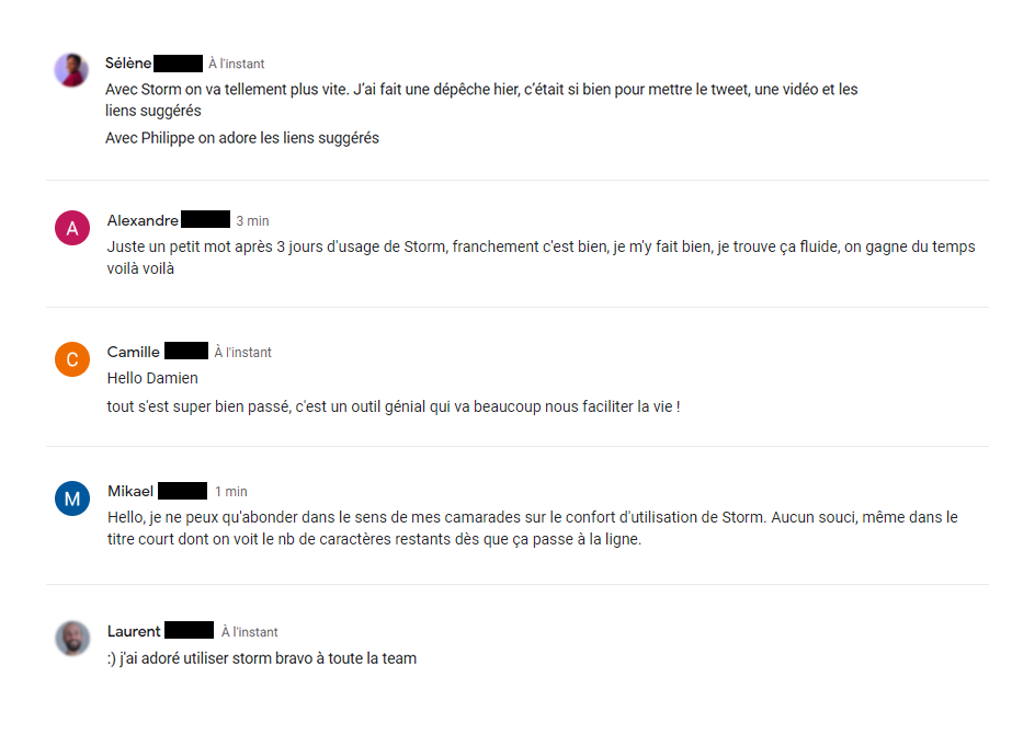 Feedback from 20 Minutes journalists on Storm